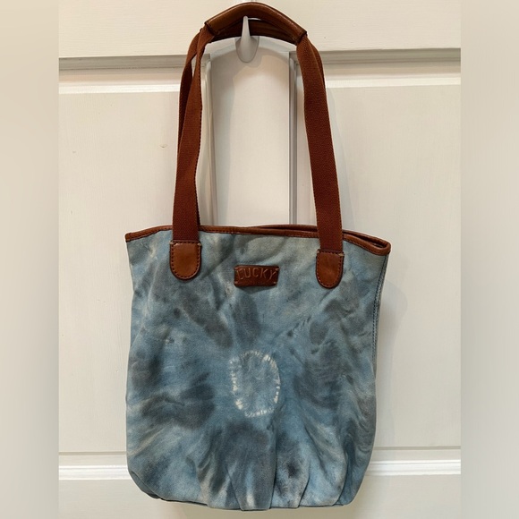 Lucky Brand Tie Dye Leather & Canvas Tote Bag - Picture 2 of 9